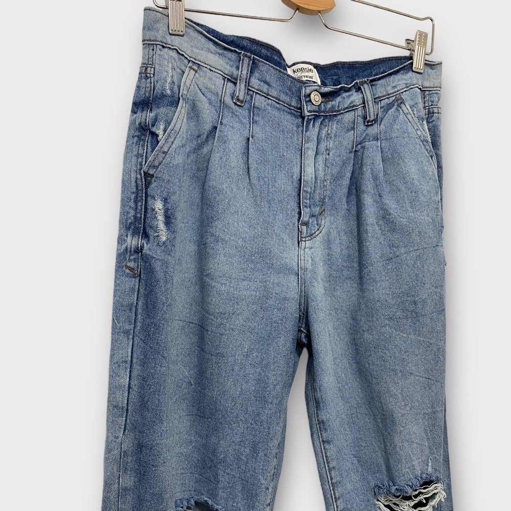 Kensie True Vintage Blue Denim Distressed Jeans Size 8/29 Style# EFI02752X - Picture 2 of 8
